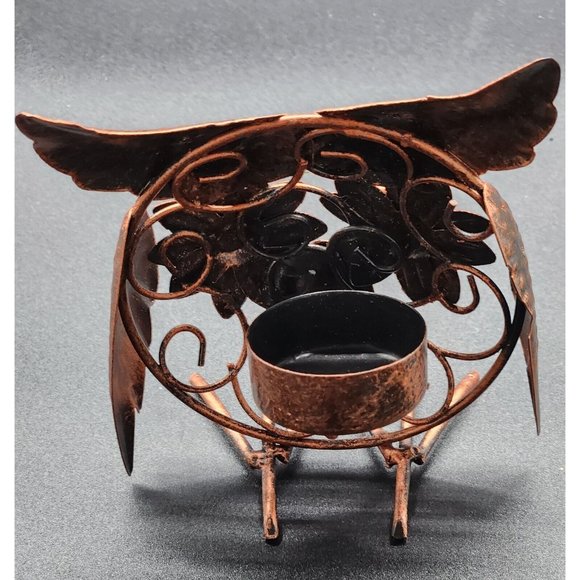 Copper Owl Candle Tealight Holder Cut Out Glow - Picture 2 of 6